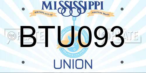 BTU093 Mississippi License Plate