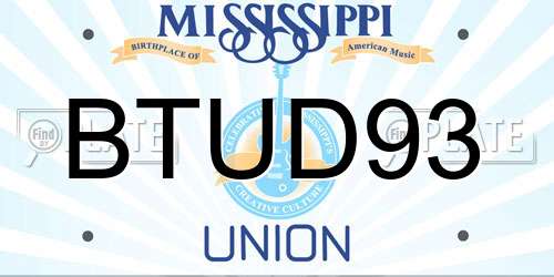 BTUD93 Mississippi License Plate