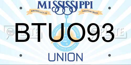 BTUO93 Mississippi License Plate