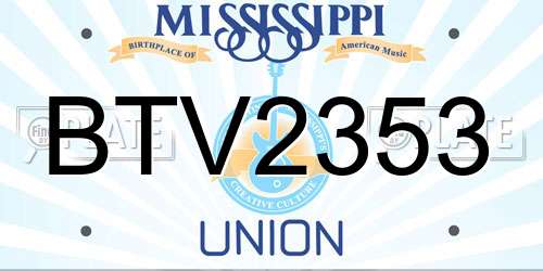 BTV2353 Mississippi License Plate