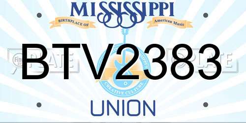 BTV2383 Mississippi License Plate