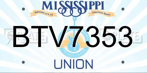 BTV7353 Mississippi License Plate