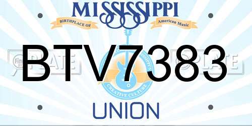 BTV7383 Mississippi License Plate
