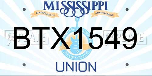 BTX1549 Mississippi License Plate