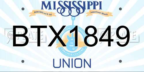 BTX1849 Mississippi License Plate