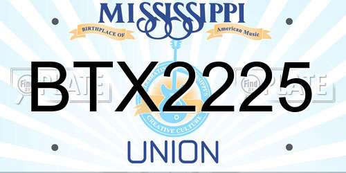 BTX2225 Mississippi License Plate