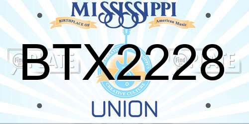 BTX2228 Mississippi License Plate