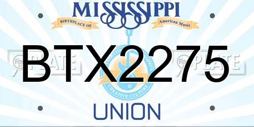 BTX2275 Mississippi License Plate