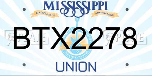 BTX2278 Mississippi License Plate