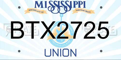 BTX2725 Mississippi License Plate