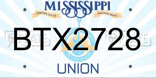 BTX2728 Mississippi License Plate