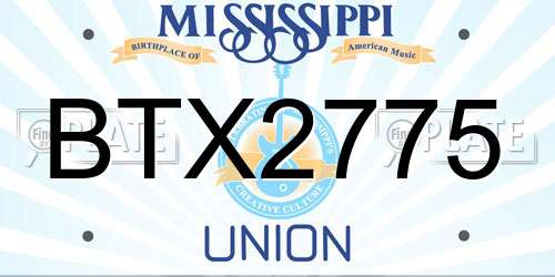 BTX2775 Mississippi License Plate