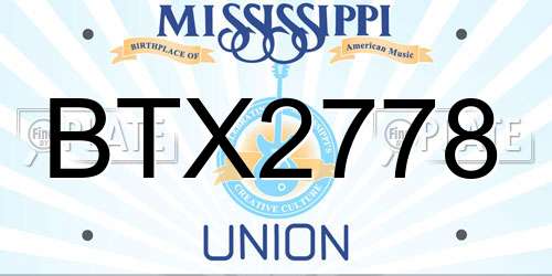 BTX2778 Mississippi License Plate