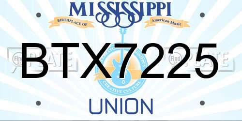 BTX7225 Mississippi License Plate