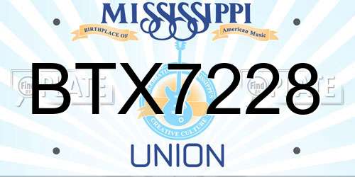 BTX7228 Mississippi License Plate