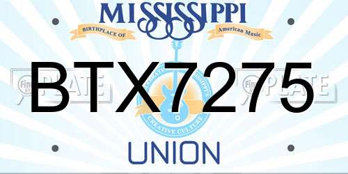 BTX7275 Mississippi License Plate