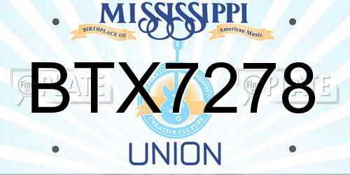 BTX7278 Mississippi License Plate
