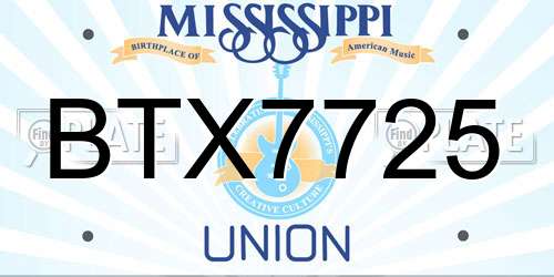 BTX7725 Mississippi License Plate
