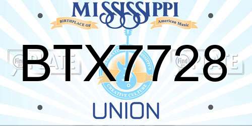 BTX7728 Mississippi License Plate
