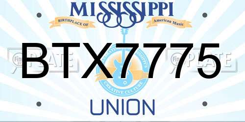 BTX7775 Mississippi License Plate