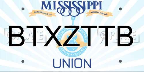 BTXZTTB Mississippi License Plate