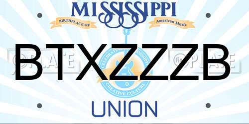 BTXZZZB Mississippi License Plate