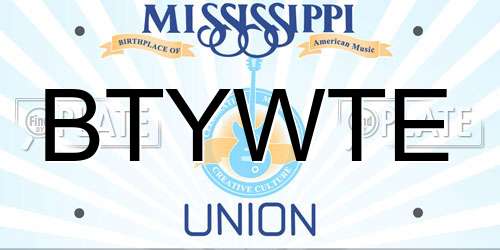 BTYWTE Mississippi License Plate