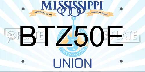 BTZ50E Mississippi License Plate