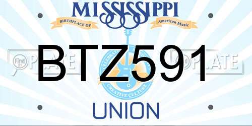 BTZ591 Mississippi License Plate