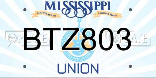 BTZ803 Mississippi License Plate