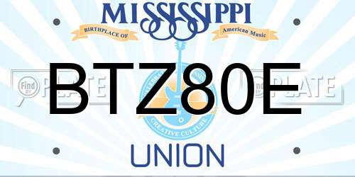 BTZ80E Mississippi License Plate
