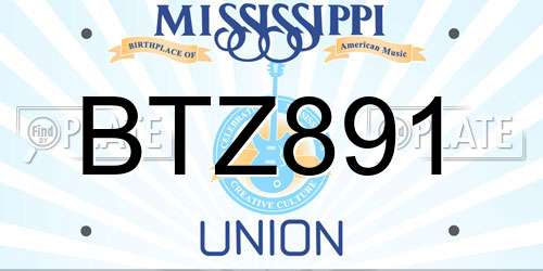BTZ891 Mississippi License Plate