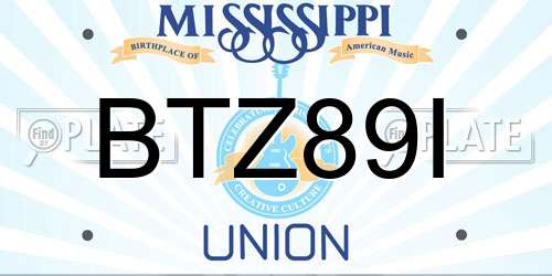 BTZ89I Mississippi License Plate