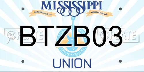 BTZB03 Mississippi License Plate