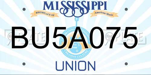 BU5A075 Mississippi License Plate