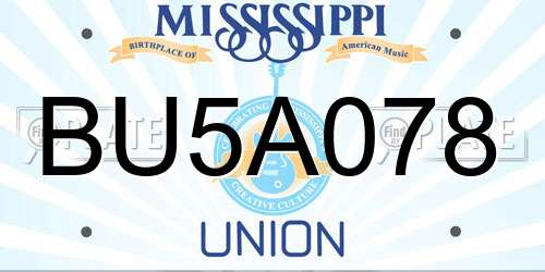 BU5A078 Mississippi License Plate