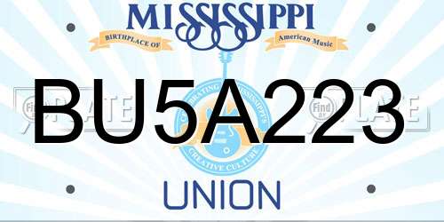 BU5A223 Mississippi License Plate