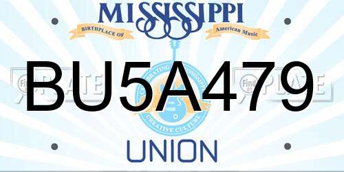 BU5A479 Mississippi License Plate