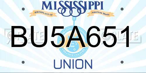 BU5A651 Mississippi License Plate