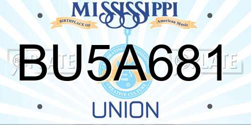 BU5A681 Mississippi License Plate