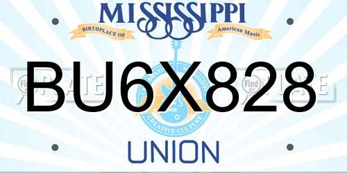 BU6X828 Mississippi License Plate