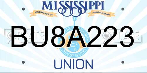 BU8A223 Mississippi License Plate