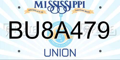 BU8A479 Mississippi License Plate