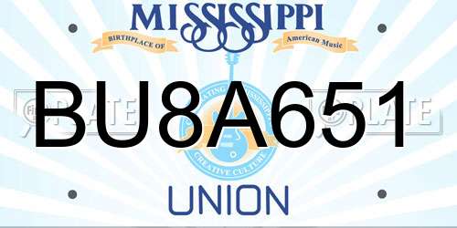 BU8A651 Mississippi License Plate