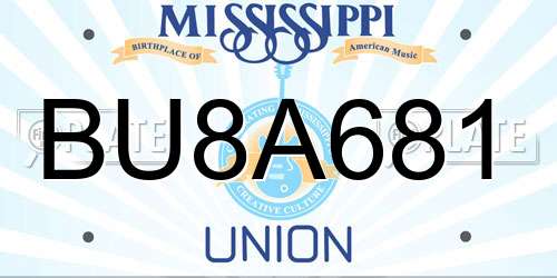 BU8A681 Mississippi License Plate