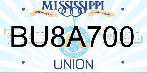 BU8A700 Mississippi License Plate