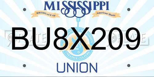 BU8X209 Mississippi License Plate