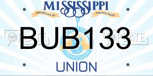 BUB133 Mississippi License Plate