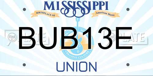 BUB13E Mississippi License Plate