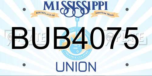BUB4075 Mississippi License Plate